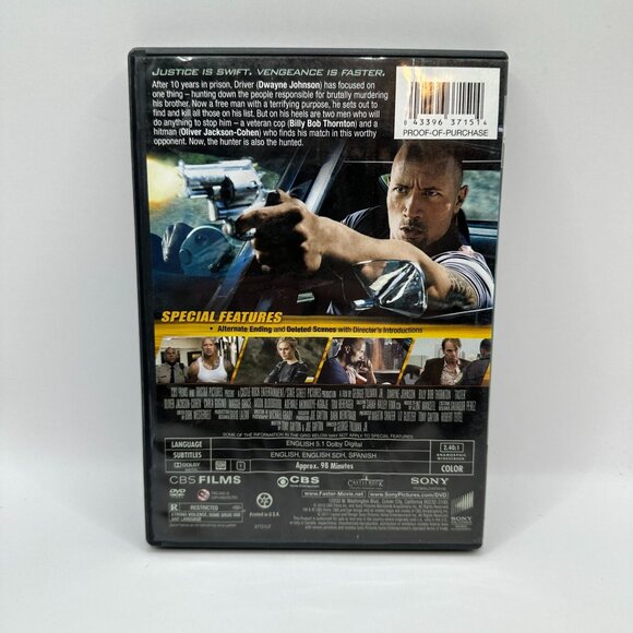 Faster DVD Dwayne Johnson Billy Bob Thornton 2010 Action Thriller R Rated Movie - Picture 3 of 4
